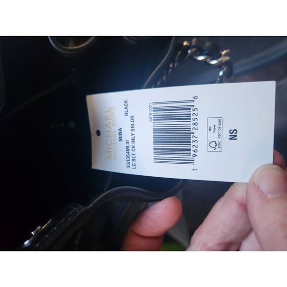 NWT Michael Kors Black Mina Large Silver Chain Shoulder Bag - Picture 2 of 8